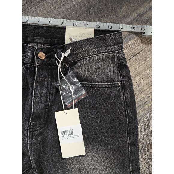 mnml D530 Zipper Straight Denim Jeans 30 Washed Black Distressed Streetwear NWT - Picture 2 of 7